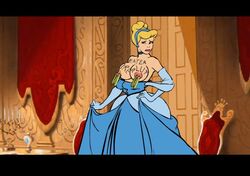 1girls akabur big_breasts blonde_hair body_writing branded breasts breasts_out choker cinderella_(1950_film) cinderella_(disney) clothes_pin clothespins disney disney_princess dress dress_down female female_only gloves hairband humiliation long_gloves nipple_clamps nipples pegs royal royalty shoulder_gloves solo tagme