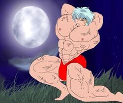 grow growth huge_cock inuyasha inuyasha_(character) male_only muscle muscular penis solo