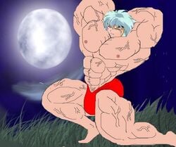 color grow growth huge_cock inuyasha inuyasha_(character) male male_only muscle muscular penis solo