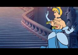 1girls akabur big_breasts blonde_hair blush body_writing branded breasts choker cinderella_(1950_film) cinderella_(disney) clothespins disney disney_princess dress dress_down exposed_breasts female female_only gloves hairband long_gloves nipple_clamps nipples pegs royal royalty shoulder_gloves solo tagme tears