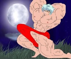 grow growth huge_cock inuyasha inuyasha_(character) male_only muscle muscular penis solo