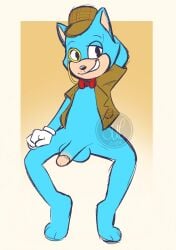 blue_body blue_fur bow_tie clothing domestic_cat felid feline felis fur genitals gloves handwear hat headgear headwear hi_res humanoid_genitalia humanoid_penis jacket loopy_goopy_googlenerd loopygoopyg male mammal penis solo toontown_cat toontown_corporate_clash toontown_online toony toony_expression toony_eyes topwear