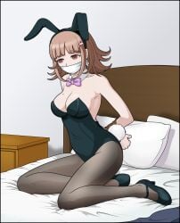 alternate_version_available bondage bound bound_ankles bound_wrists breasts bunny_ears bunny_girl bunny_tail bunnysuit cleavage danganronpa danganronpa_2:_goodbye_despair female female_only femsub fully_clothed gag gagged gloves just_some_guy mole mole_on_breast nanami_chiaki revealing_clothes rope straight_hair super_danganronpa_2 tied_up tights