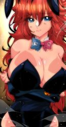 android_21 android_21_(human) big_breasts blue_eyes breasts bunnysuit dragon_ball dragon_ball_fighterz female omochi_db tagme