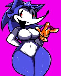 belly_button breasts creepy creepypasta female haunted hedgehog looking_at_viewer needlemouse_(character) needlemouse_(series) nude pink_background sarah_henderson_(needlemouse) sonic.exe thick_thighs yellow_gloves