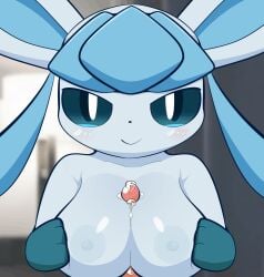 animated anthro anthrofied blush breast_play breasts duo eeveelution female fur furry genitals glaceon hi_res male male/female nintendo outercourse paizuri penis pokémon_(species) pokemon pokemon_(species) pokephilia precum sateco sex short_playtime straight titfuck titjob video_games