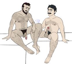 2boys beard black_hair brown_hair circumcised dilf erect_penis facial_hair feet gay gerald_broflovski hairy hairy_arms hairy_balls hairy_chest hairy_legs hairy_male hairy_shoulders kippah legs looking_at_penis male male/male male_only moustache nipples nude nude_male penis randy_marsh satyrspitstain_(artist) south_park