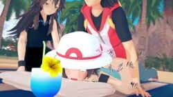 2girls 3d ahegao anal_sex animated beach beach_sex faceless_male female green_(pokemon) he_watches human leaf_(pokemon) male/female moaning nintendo outdoor_sex outdoors plop plopping pokemon pokemon_rgby preciousleaf public public_sex red_(pokemon) sex sound sun_hat sweat tagme tongue_out tropical_setting video