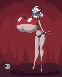 da-fuze dollification female helltaker huge_ass huge_breasts justice_(helltaker) knick_knack navel permanent_smile sunglasses sunnification thick_thighs transformation wide_hips