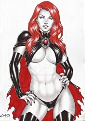 1girls 2016 big_breasts cape carlos_braga dominant_female ed_benes_studio female female_only femme_fatale goblin_queen_(x-men) human human_only latex_gloves latex_thighhighs latex_thong light-skinned_female light_skin long_hair looking_at_viewer madelyne_pryor marvel marvel_comics red_hair seductive_eyes seductive_look solo_female solo_focus tagme x-men