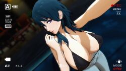 3d breasts byleth_(fire_emblem) byleth_(fire_emblem)_(female) camera camera_view female fire_emblem fire_emblem:_three_houses htr18 large_breasts pool recording swimsuit water