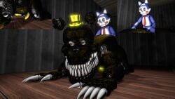 2boys 3d animatronic bear candy_(fnac) claws doggy_style domestic_cat duo five_nights_at_candy's five_nights_at_freddy's five_nights_at_freddy's_4 gay ingame_model makarof_(artist) nightmare_(fnaf) penis sex