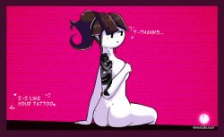 blush brown_hair hair_tied jaiden jaiden_animations mob_face nieldacan nude tagme tattoo tattoo_on_arm tattooed_arm text youtube youtuber