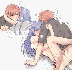 1boy 1girls black_shirt blue_hair female fire_emblem fire_emblem:_the_binding_blade leg_wrap lilina_(fire_emblem) male missionary_position more_at_source nintendo nude_female nude_female_clothed_male red_hair roy_(fire_emblem) wspread