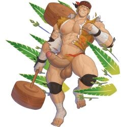 1boy abs alternate_costume amber_eyes balls ballsack barbell beefy biceps big_penis blonde_hair body_hair bodybuilder boner dangling_testicles erection fire_emblem fire_emblem:_three_houses foreskin headscarf human intact low_hanging_balls male male_nipples male_only male_pubic_hair mostly_nude_male muscles muscular_arms muscular_ass muscular_back muscular_legs muscular_male muscular_thighs partially_retracted_foreskin pecs penis raphael_kirsten scrotum solo testicles torn_clothes uncut veins veiny_penis wolf_con_f