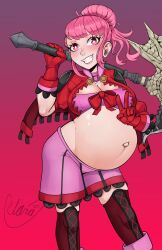 big_belly big_breasts claraspregs fire_emblem fire_emblem:_three_houses hilda_valentine_goneril pink_eyes pink_hair pregnant pregnant_female signature