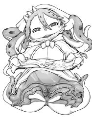 anus female female_only headscarf kumaneko looking_at_viewer made_in_abyss monochrome monster monster_girl moogie_(made_in_abyss) narehate pussy smile solo tentacle tentacle_hair uncensored vagina