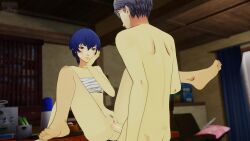 1boy 1girls 3d animated atlus blue_eyes blue_hair bottomless bunnxarts duo duo_focus grey_hair hi_res highres large_penis light-skinned_female light-skinned_male light_skin male/female megami_tensei narukami_yu pale-skinned_female persona persona_4 petite sex shin_megami_tensei shirogane_naoto sound tagme thick_thighs video