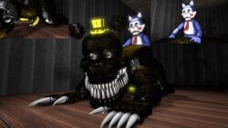 3d anal_sex animatronic bear candy_(fnac) domestic_cat five_nights_at_candy's five_nights_at_freddy's five_nights_at_freddy's_4 gay ingame_model makarof_(artist) male/male nightmare_(fnaf) penis pleasure_face precum sex