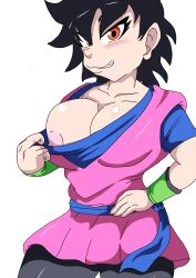 1girls big_breasts big_nipples big_thighs breasts_outside crot dragon_ball dragon_ball_super dragon_ball_z female female_saiyan gine lucasyoungart marcoscrot saiyan saiyanpride56 shounen_jump smirk