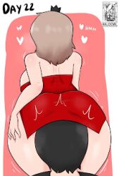 arctic_(arcticfoxlabs) ass_in_face crown cunnilingus english_text female haloowl heart huge_ass huge_breasts male no_nut_november no_nut_sabotage original_character queen_(someone750) short_dress spread_ass text