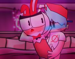 blush boyfriend_(friday_night_funkin) bunny_ears bunnysuit cupbunny_(bg69) cuphead cuphead_(game) friday_night_funkin gay grinding male penis