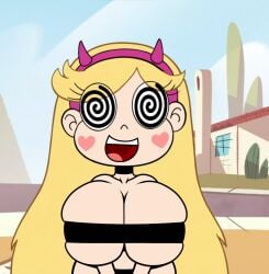 1girls bfdi_mouth big_breasts blonde_hair brainwashed face_tattoo female femsub headband heart_tattoo huge_breasts hypnosis long_hair mind_control screencap screenshot screenshot_edit smile solo spiral_eyes standing star_butterfly star_vs_the_forces_of_evil steca straight_hair thelazyart very_long_hair wide_hips