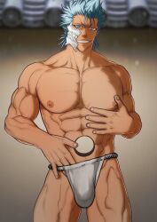 balls bara big_balls big_penis bleach bulge fundoshi fundoshi_only gay grimmjow_jaegerjaquez hydaria male male_only muscles muscular penis solo solo_male