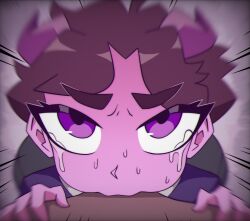 blowjob deepthroat deepthroat_holder demon_girl drupeneassot jellybean_(mcyt) pov pov_eye_contact purple_eyes purple_hair youtube