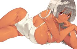 big_breasts dark-skinned_female original original_character saburou_(hgmg) swimsuit