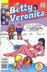 2girls ball barefoot beach beach_ball beachball betty_and_veronica betty_cooper bikini black_hair blonde_female blonde_hair boombox brown_hair brunette_hair cocktail cold comics comics_style february feet freezing frost_resistant frostproof hair_ribbon ice ice_hole lying lying_on_snow magazine multiple_girls pink_bikini polar_bear purple_bikini radio red_bikini red_skin relaxing snow snowfall snowflakes snowy summer_clothes swimming swimsuit swimsuits talking tape_recorder veronica_lodge wind winter winter_clothes yellow_hair