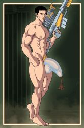 1male alexander_gay_art big_penis black_hair captain_jung class_comics male male_focus male_only muscular muscular_male weapon