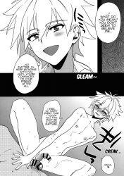 black_and_white blush censored comic kaworu_nagisa male male/male neon_genesis_evangelion nude nude_male yaoi
