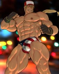 balls bara baseball_cap big_balls big_penis boner erection erection_under_clothes fatal_fury fingerless_gloves gay hydaria king_of_fighters male male_only muscles muscular penis snk solo solo_male terry_bogard underwear