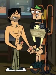 aizenhower bondage boner bound chris_mclean degradation duncan_(tdi) embarrassed erect_penis erection gay hard_on male male/male male_only molestation muscles muscular muscular_male pants_down penis penis_grab penis_out teen_boy tied_up total_drama_island veiny_penis yaoi