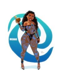 1girls amber_eyes artist_name black_hair breasts brown_body brown_skin cleavage dark-skinned_female dark_hair dark_skin disney disney_princess female female_only hips huge_breasts legs long_hair moana moana_waialiki open_toe_shoes signature solo terryalec thighs wide_hips