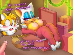 christmas christmas_present jwecchi_(artist) older_female rouge_the_bat sonic_(series) sonic_the_hedgehog_(series) tagme tails younger_male