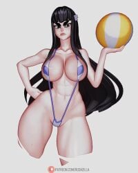 1girls 3d adult_swim animated bikini breasts fat_ass female female_only kill_la_kill kiryuuin_satsuki large_breasts lowres no_sound rushzilla short_playtime sling_bikini solo swimsuit toonami turntable_(animation) video