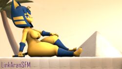 1girls 3d 3d_(artwork) 3d_model animal_crossing ankha ankha_(animal_crossing) ankha_(hazeker) anthro bed big_breasts blue_eyes blue_hair clothing doubutsu_no_mori egyptian feline female female_only furry hand_on_knee hazeker hi_res linkaransfm looking_at_viewer nairu_(doubutsu_no_mori) nintendo nude nude_female palm_tree pyramid side_view solo solo_female solo_focus source_filmmaker tail wide_hips yellow_body yellow_fur