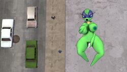 3d 3d_(artwork) big_breasts big_penis blowjob breasts cape cape_only f_ramir3z green_body green_hair green_shadow_(pvz) green_skin light_blue_eyes peashooter_(pvz) plantie plants_vs_zombies plants_vs_zombies:_heroes public public_sex