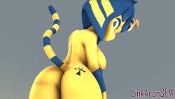 3d 3d_(artwork) 3d_model absurd_res animal_crossing ankha ankha_(animal_crossing) ankha_(hazeker) anthro ass big_breasts big_butt blue_eyes blue_hair breasts butt_tattoo clothed clothing digital_media_(artwork) domestic_cat doubutsu_no_mori egyptian felid feline felis female female_focus fur hair hazeker hi_res linkaransfm looking_at_viewer mammal mostly_nude nairu_(doubutsu_no_mori) nintendo nipples nude partially_clothed side_boob solo solo_focus source_filmmaker tattoo video_games wide_hips yellow_body