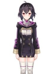 1girls ahoge alternate_version_available bare_thighs black_hair breasts clothed corruption dogansa empty_eyes expressionless female female_only femsub fire_emblem fire_emblem_awakening grima_(fire_emblem) kaerukeroro1 long_sleeves looking_at_viewer mind_control morgan_(fire_emblem) morgan_(fire_emblem)_(female) nintendo red_eyes short_hair small_breasts solo thighhighs thighs white_background