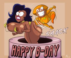 2girls ameizing_lewds ass big_breasts bikini birthday_cake cartoon_network female female_only gynoid happy_birthday huge_breasts human_shannon humanized mature_female milf multiple_girls nipples ok_k.o.!_let's_be_heroes robot robot_girl shannon_(ok_k.o.!_let's_be_heroes) shannon_boxman shit_eating_grin smiling spanking surprised thick_ass thick_thighs vampire vampire_girl wardrobe_malfunction wilhamena wilhamena_mettle