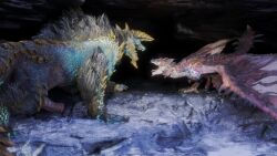 capcom duo fanged_wyvern feral flying_wyvern hi_res male male/male monster_hunter monster_hunter_portable_3rd raithvaneal rath_wyvern rathalos source_request video_games year_request zinogre