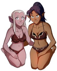 2d 2girls :3 amber_(the_owl_house) bat_ears breasts disney female female_focus female_only highres katya_(the_owl_house) lingerie long_hair looking_at_viewer ponytail smooth_skin swain_(artist) tagme the_owl_house thick_thighs thighs