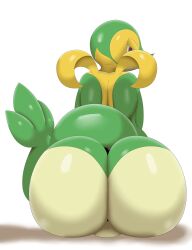 2022 absurd_res anthro ass balls big_butt biped bloocherrypie bubble_butt digital_media_(artwork) genitals hi_res huge_butt looking_back male mammal nintendo nude pokemon pokemon_(species) rear_view reptile scalie simple_background sitting snivy solo video_games white_background