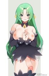 07th_expansion 1futa angel_mort_uniform areolae big_breasts bottomless breasts clothed clothing erection functionally_nude futa_only futanari green_hair higurashi_no_naku_koro_ni horny human light-skinned_futanari light_skin long_hair nipples partially_clothed penis penis_under_skirt shion_sonozaki solo standing thighhighs tofuubear