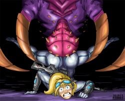 1dirtyrobot anal anal_penetration anal_sex ass ass_up blonde_hair blue_eyes bodysuit clenched_teeth clothed gun impossible_fit interspecies it'll_never_fit large_insertion monster nova_(starcraft) painal ponytail rape sex spread_legs starcraft ultralisk