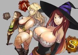 amazon_(dragon's_crown) ass big_breasts breast_envy dragon's_crown elf_(dragon's_crown) flat_ass flat_chest sorceress_(dragon's_crown) tohofrog