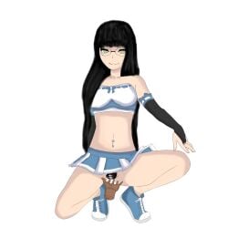 asian bad_proportions black_hair clothed detached_hand fingering sneakers